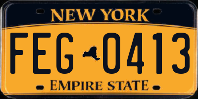 NY license plate FEG0413