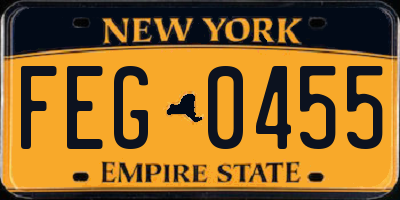 NY license plate FEG0455