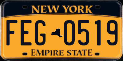 NY license plate FEG0519