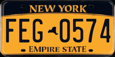 NY license plate FEG0574