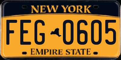 NY license plate FEG0605