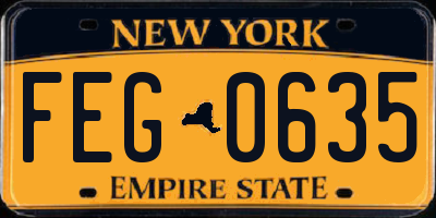 NY license plate FEG0635