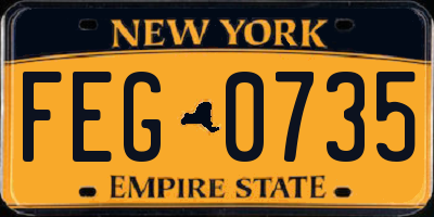 NY license plate FEG0735