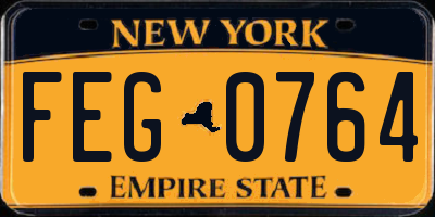 NY license plate FEG0764