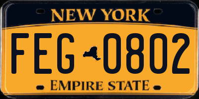 NY license plate FEG0802