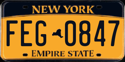 NY license plate FEG0847