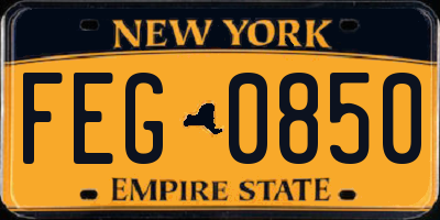 NY license plate FEG0850