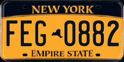 NY license plate FEG0882