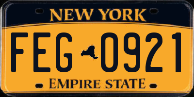 NY license plate FEG0921