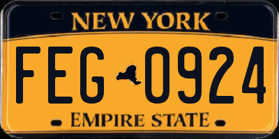 NY license plate FEG0924