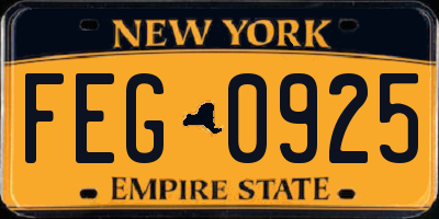 NY license plate FEG0925