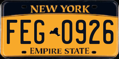 NY license plate FEG0926