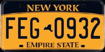 NY license plate FEG0932