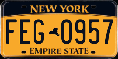 NY license plate FEG0957