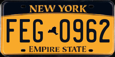 NY license plate FEG0962