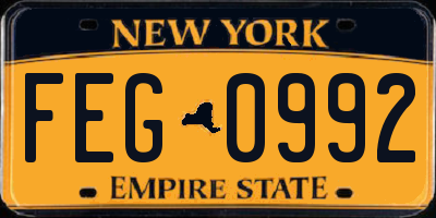 NY license plate FEG0992