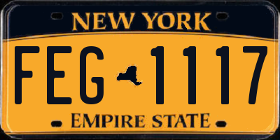 NY license plate FEG1117