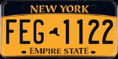 NY license plate FEG1122