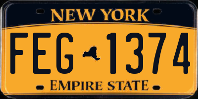 NY license plate FEG1374