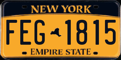 NY license plate FEG1815