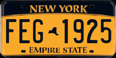 NY license plate FEG1925