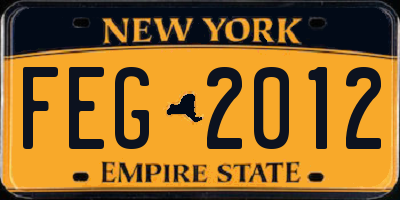 NY license plate FEG2012