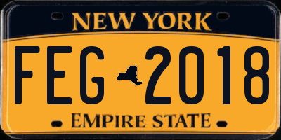 NY license plate FEG2018