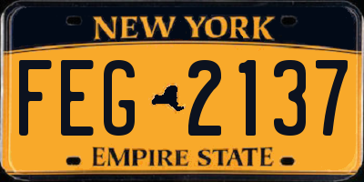 NY license plate FEG2137