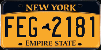 NY license plate FEG2181