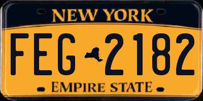 NY license plate FEG2182