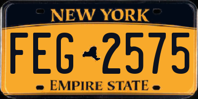 NY license plate FEG2575