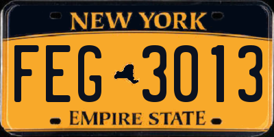 NY license plate FEG3013