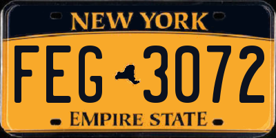 NY license plate FEG3072