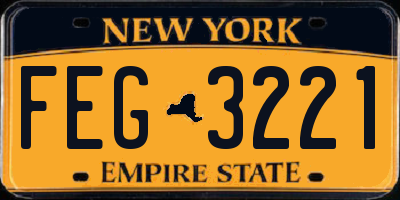 NY license plate FEG3221