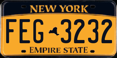 NY license plate FEG3232