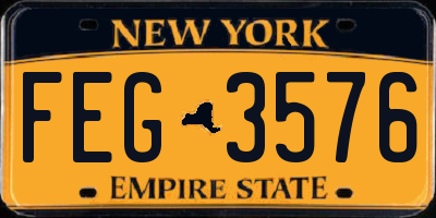 NY license plate FEG3576