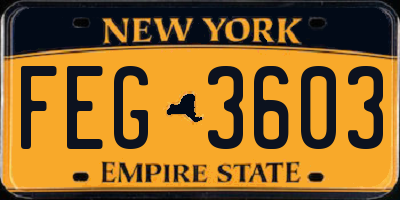 NY license plate FEG3603