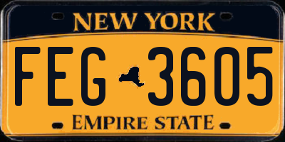 NY license plate FEG3605