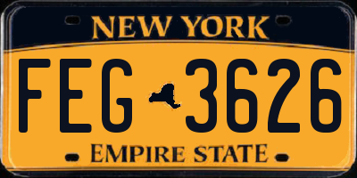 NY license plate FEG3626