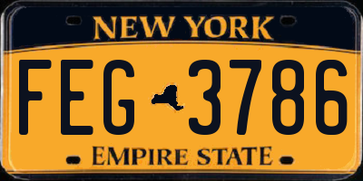 NY license plate FEG3786