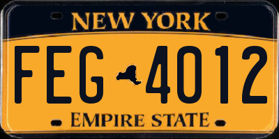 NY license plate FEG4012