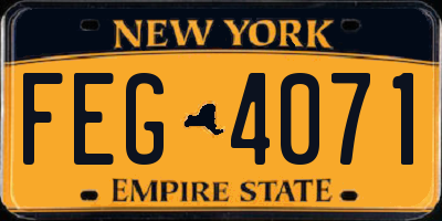NY license plate FEG4071