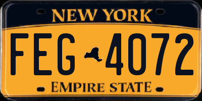 NY license plate FEG4072