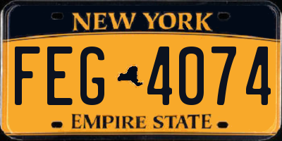 NY license plate FEG4074