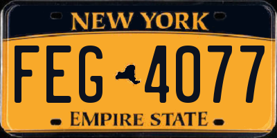NY license plate FEG4077
