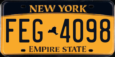 NY license plate FEG4098