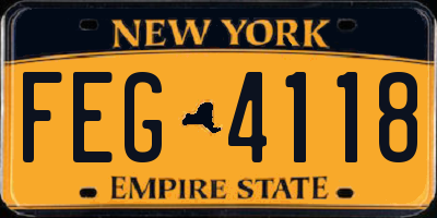 NY license plate FEG4118