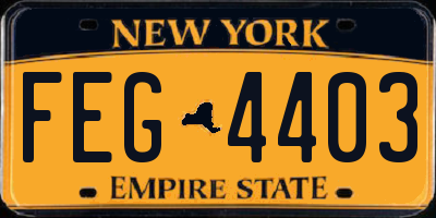 NY license plate FEG4403