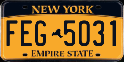 NY license plate FEG5031