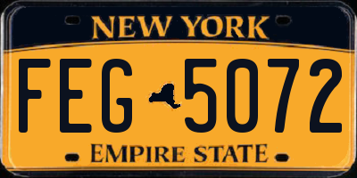 NY license plate FEG5072